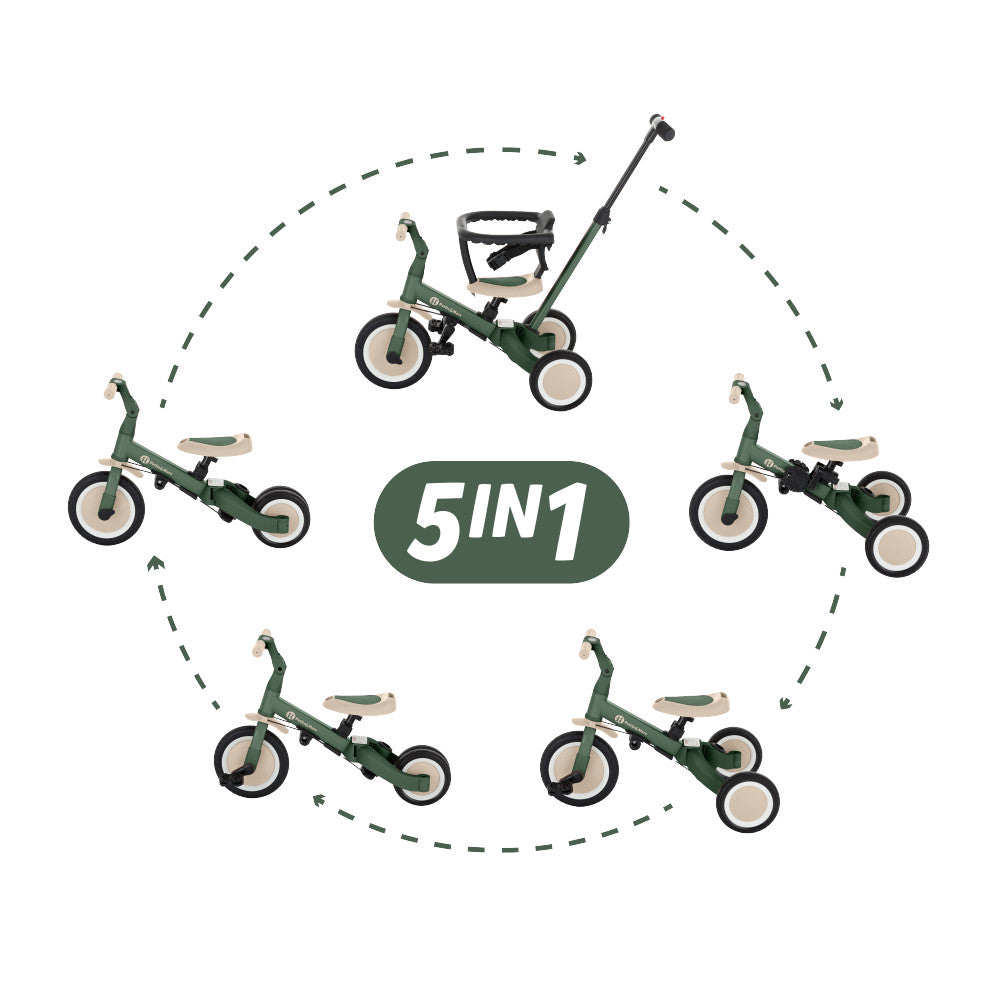 PETITE&MARS Triçikletë shumëfunksionale 5 në 1, Turbo - Misty Green