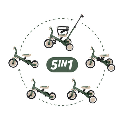PETITE&MARS Triçikletë shumëfunksionale 5 në 1, Turbo - Misty Green