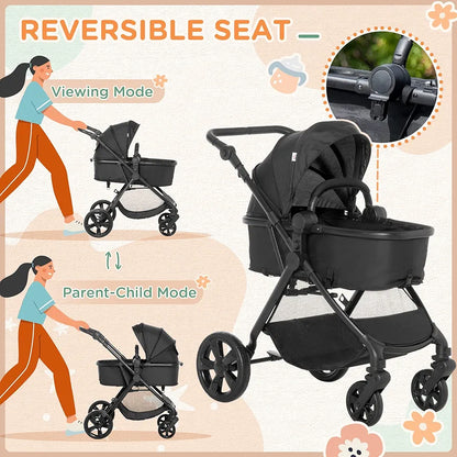 HomCom Stroller 2n1 - Black