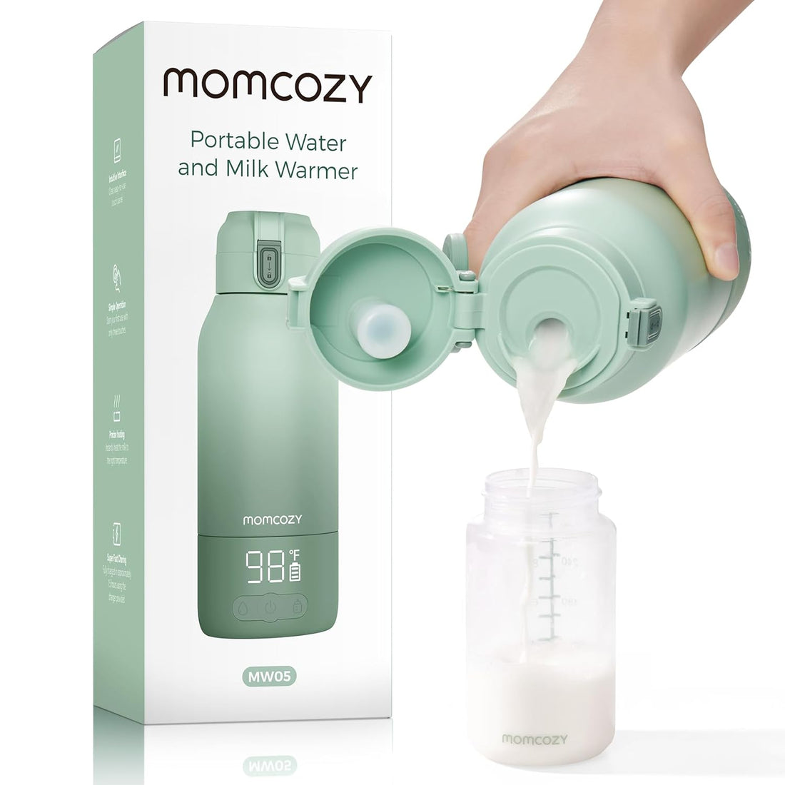 Momcozy MW05 – Ngrohës Portativ për Qumësht dhe Ujë për Udhëtim, 500ml