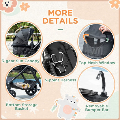 HomCom Stroller 2n1 - Black