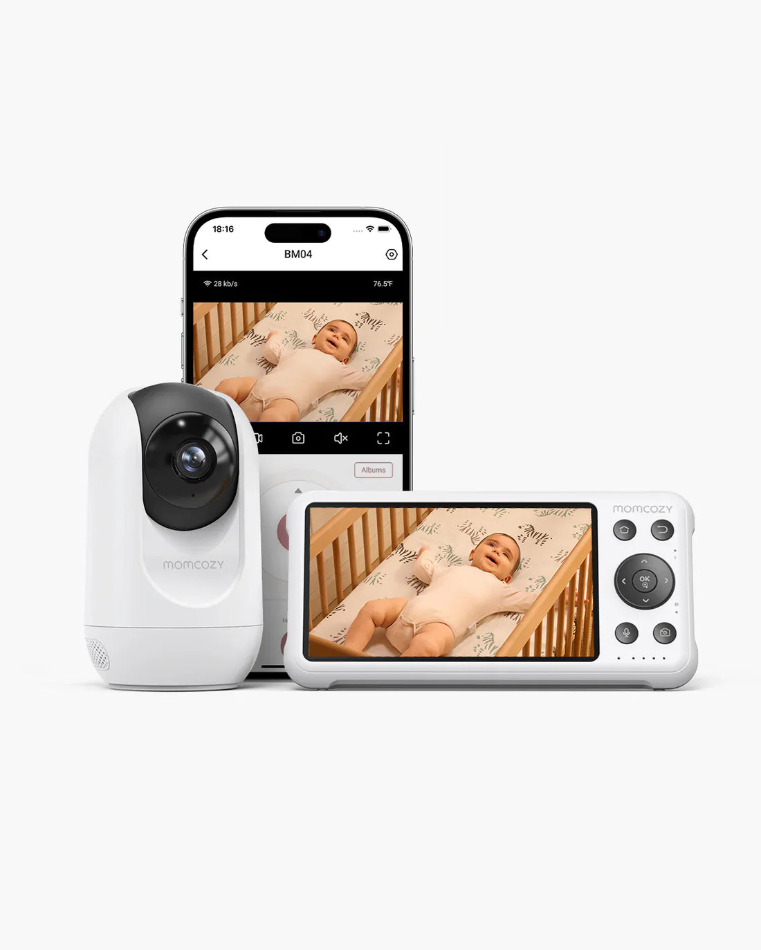 Momcozy BM04 – Kamerë Monitorimi Smart Wi-Fi për Foshnjë me Ekran 5″ dhe funksion Dual-Mode