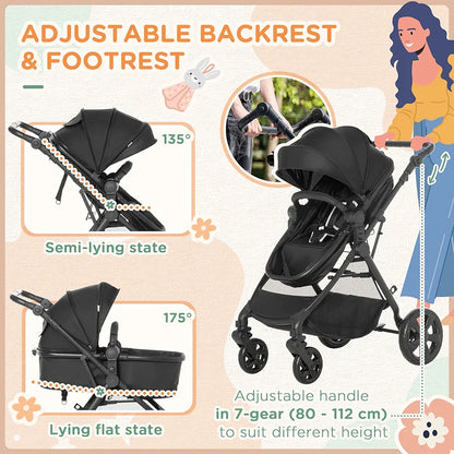 HomCom Stroller 2n1 - Black