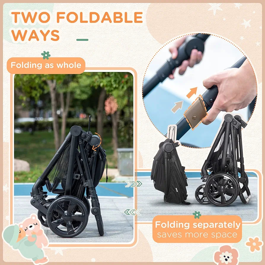 HomCom Stroller 2n1 - Black