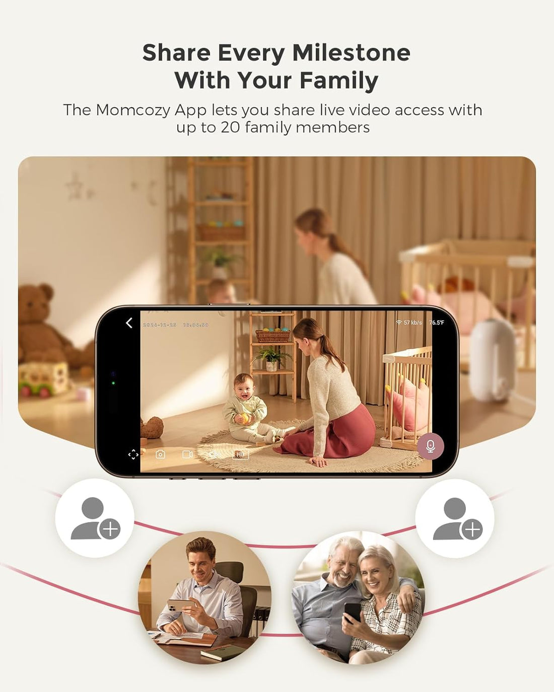 Momcozy BM04 – Kamerë Monitorimi Smart Wi-Fi për Foshnjë me Ekran 5″ dhe funksion Dual-Mode
