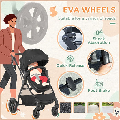 HomCom Stroller 2n1 - Black